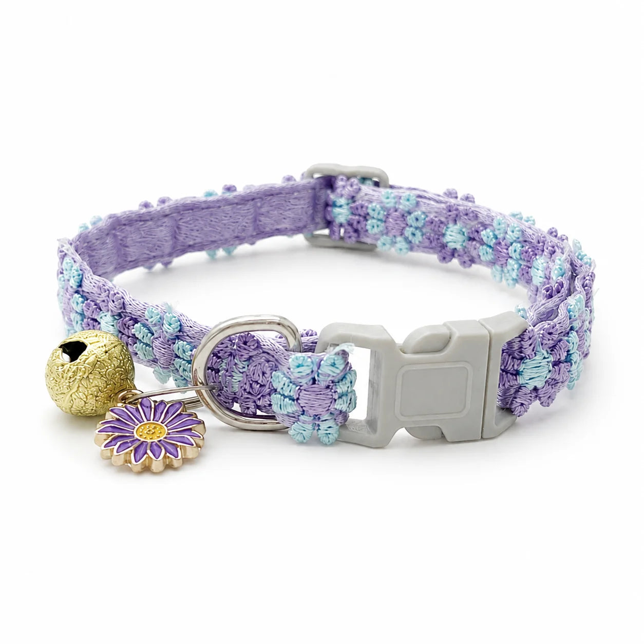 Spring Summer Soft Lace Flower Pet Collar Adjustable Breakaway Buckle Pet Neck Collar With Bell Floral Pendant For Cats Small Dogs 3 Colors Pink White Purple Optional
