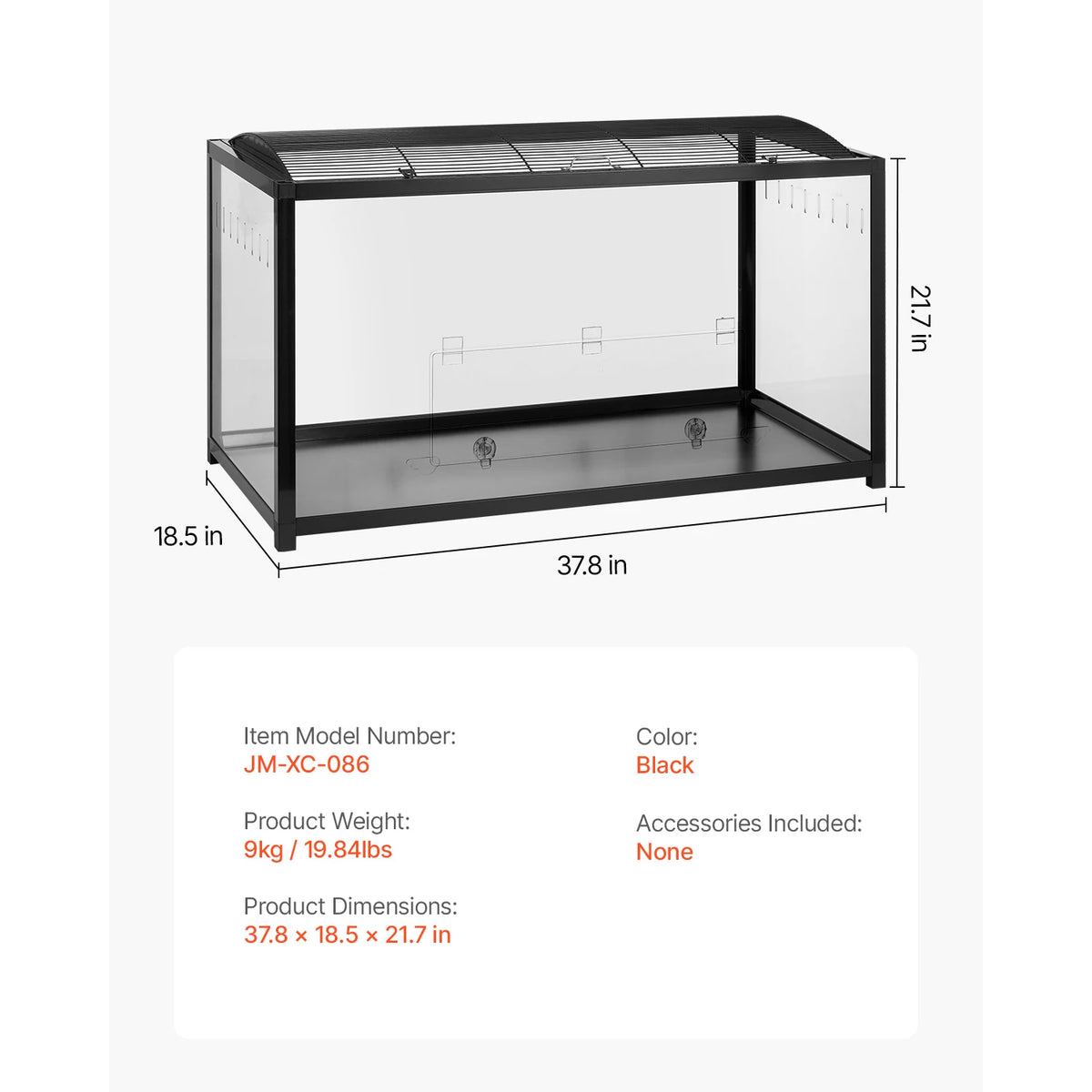 SucceBuy 37.8 x 18.5 x 21.7 inch Hamster Cage 360° Viewing Transparent Hamster Habitats with Front Door for Rats, Guinea Pigs
