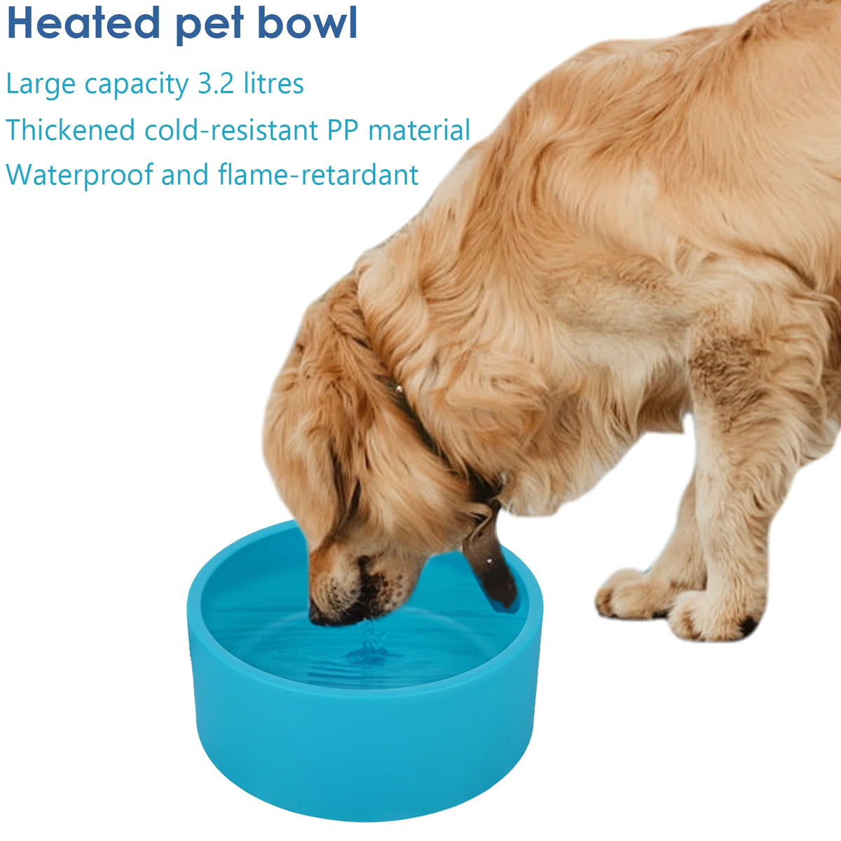 Outdoor Thermal Pet Bowl 3.2 L Outdoor Heated Dog Dish Anti-Freeze Heated Pet Water Dish in Winter for Dog Cat Chicken Duck