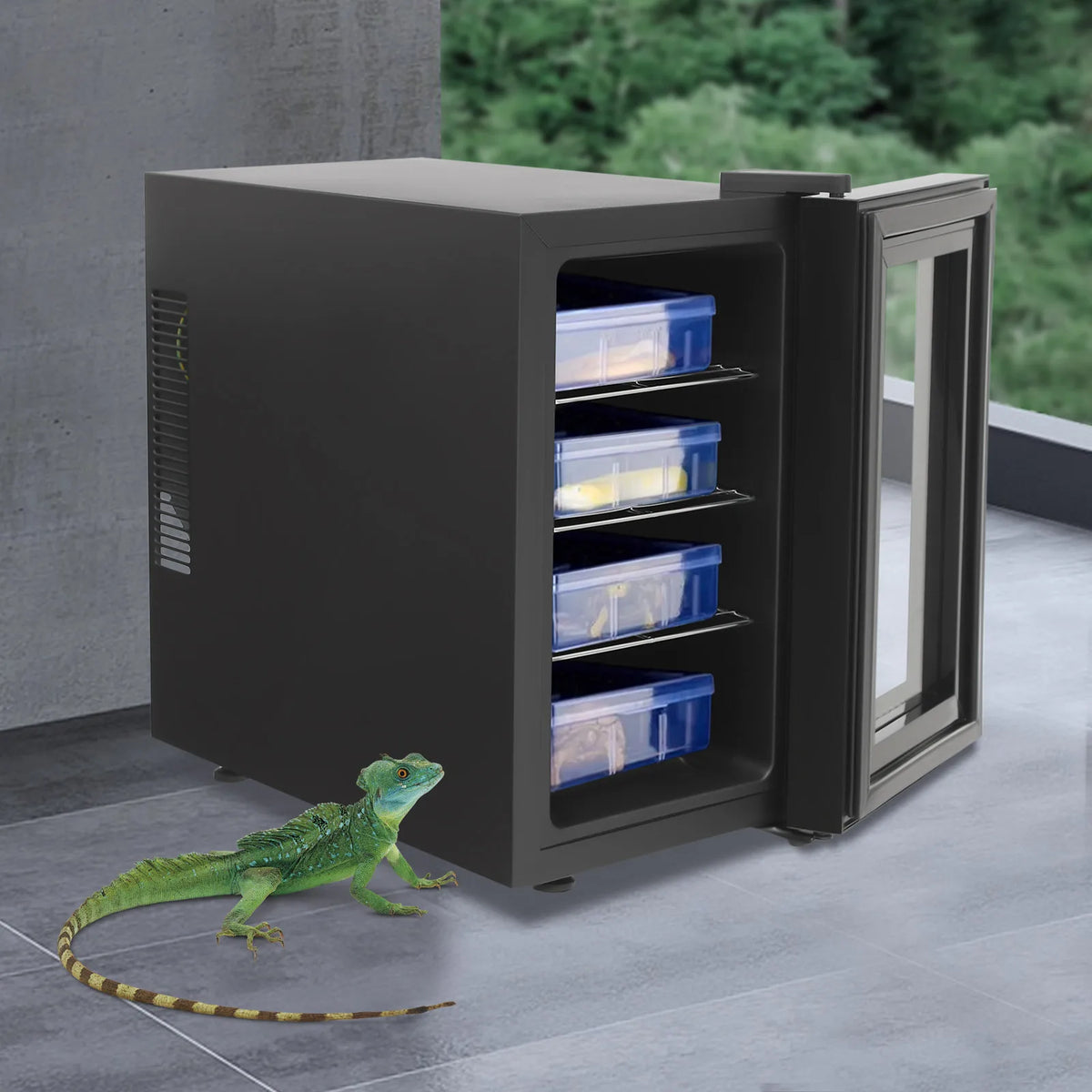 23L Reptile Incubator, 110V US Plug Galvanized Plate Breeding Cabinet, LED Temp Display Double Insulated Glass Detachable Shelves For Turtle Lizard Snake Egg Hatching