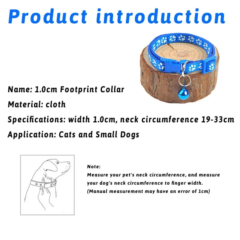 3pcs Pet Collar With Bell Footprints Colorful Dog, Dog, Cat Accessories Cat Collar Adjustable Bell Ring Necklace Pet