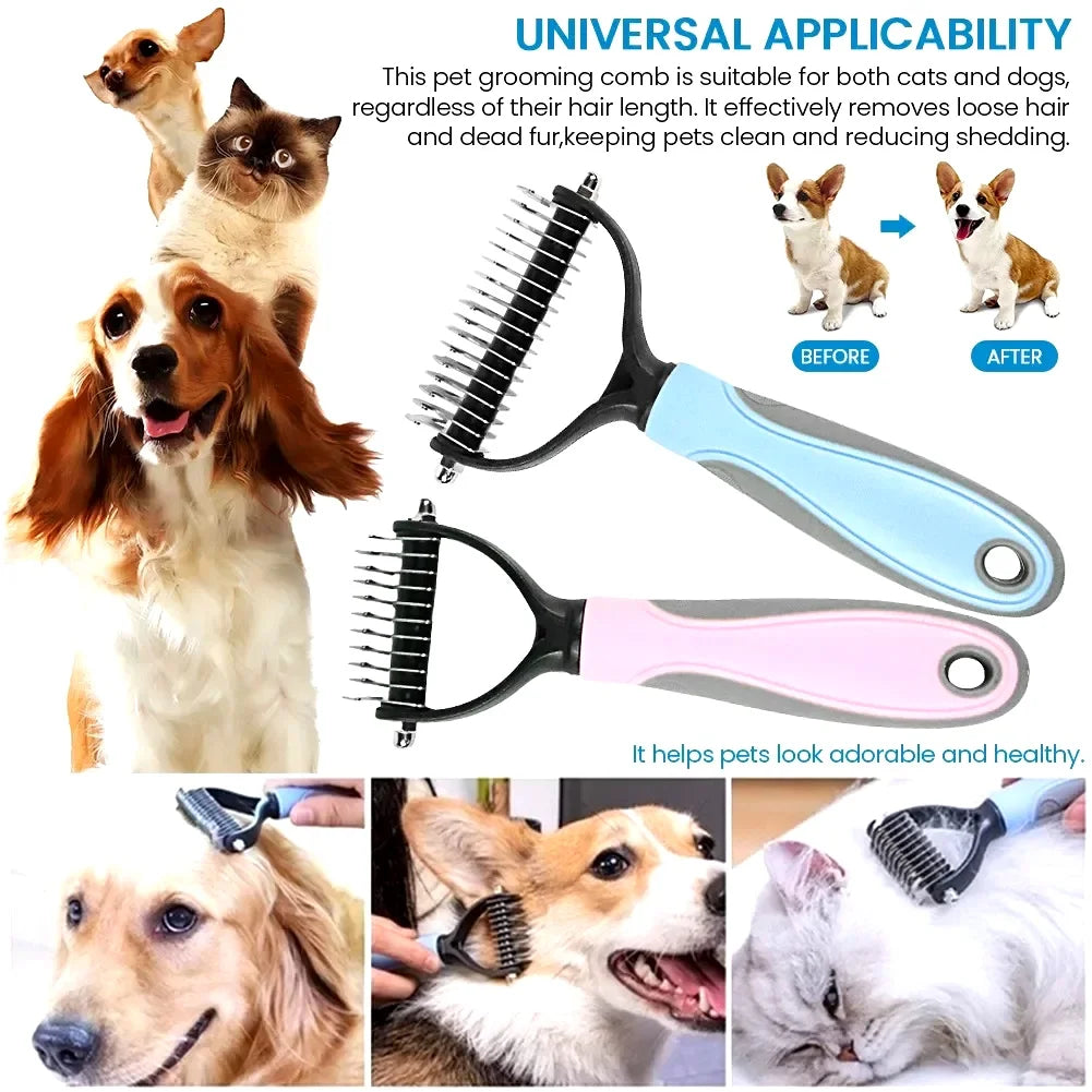 Pet Cat Hair Removal Comb Brush Dog Grooming Shedding Tools Puppy Hair Shedding Trimmer Pet Fur Trimming Dematting Deshedd Combs