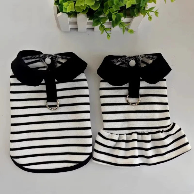 Pet Spring Thin Striped T-shirt Breathable Shirt Teddy Small Dog Couple Dress Puppy Clothes Dog Clothes for Small Dogs