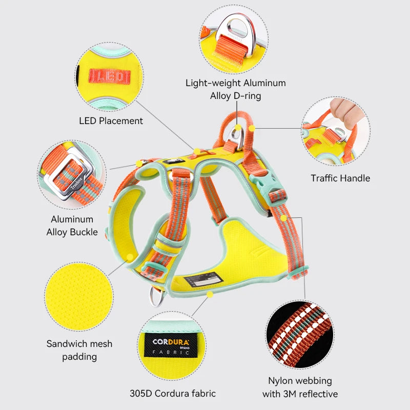 Truelove No Pull Dog Harness Reflective Breathable Adjustable Training Vest for Small Medium Large Dogs Night Walking