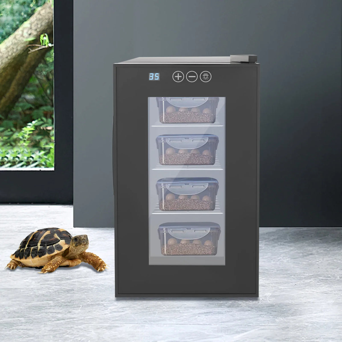 23L Reptile Incubator, 110V US Plug Galvanized Plate Breeding Cabinet, LED Temp Display Double Insulated Glass Detachable Shelves For Turtle Lizard Snake Egg Hatching
