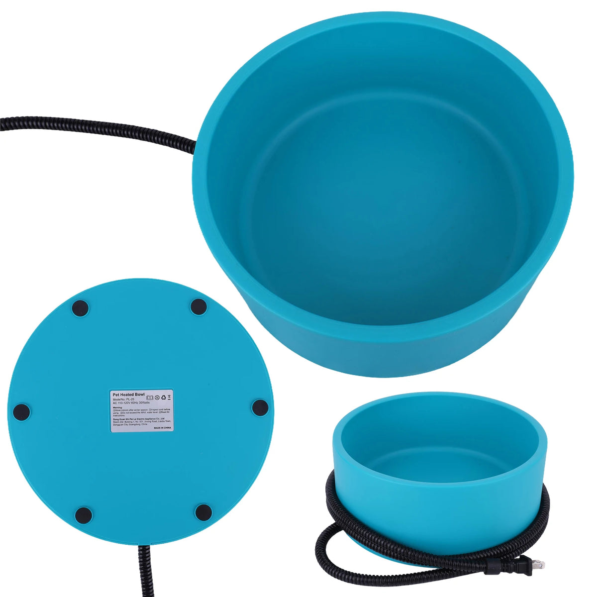 Outdoor Thermal Pet Bowl 3.2 L Outdoor Heated Dog Dish Anti-Freeze Heated Pet Water Dish in Winter for Dog Cat Chicken Duck